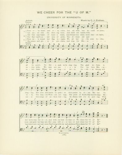 UNIVERSITY OF MINNESOTA Original Antique Song Sheet c1903 \