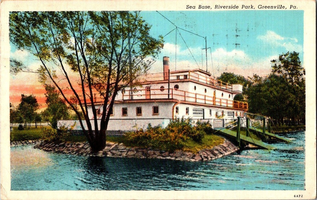 Vintage Postcard 1939 Sea Base, S.S. Sea Scouter, Riverside Park, Greenville, PA Vintage Postcard 1939 Sea Base, S.S. Sea Scouter, Riverside Park, Greenville, PA