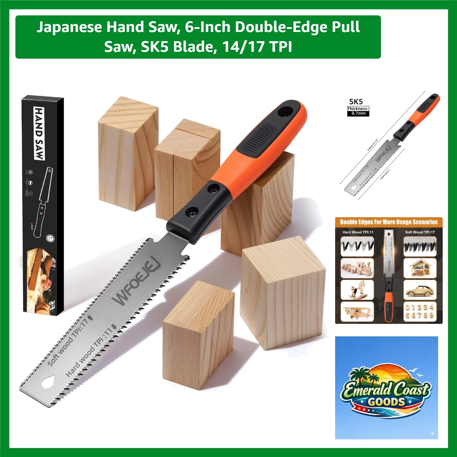 Versatile Japanese 6-Inch Double-Edge Hand Saw - Perfect for Woodworking & DIY