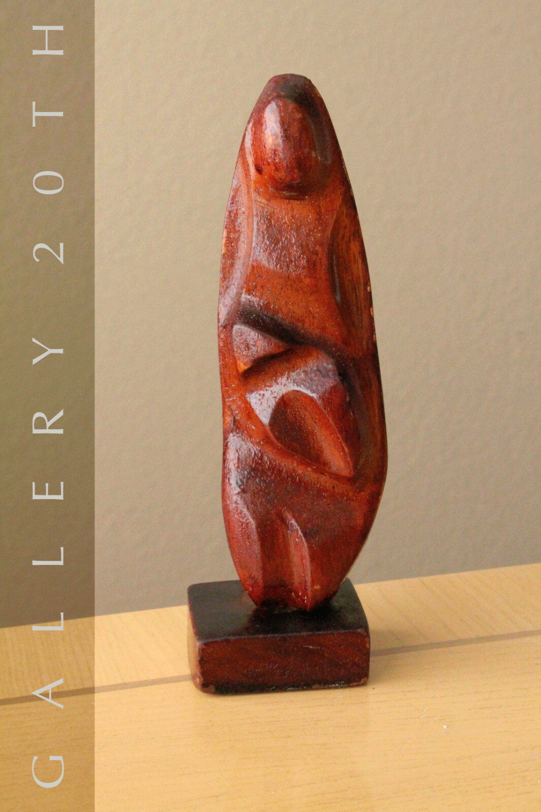 FAB MID CENTURY ABSTRACT REDWOOD SCULPTURE VTG 50S 60S MADONNA CHILD ORIG. ART
