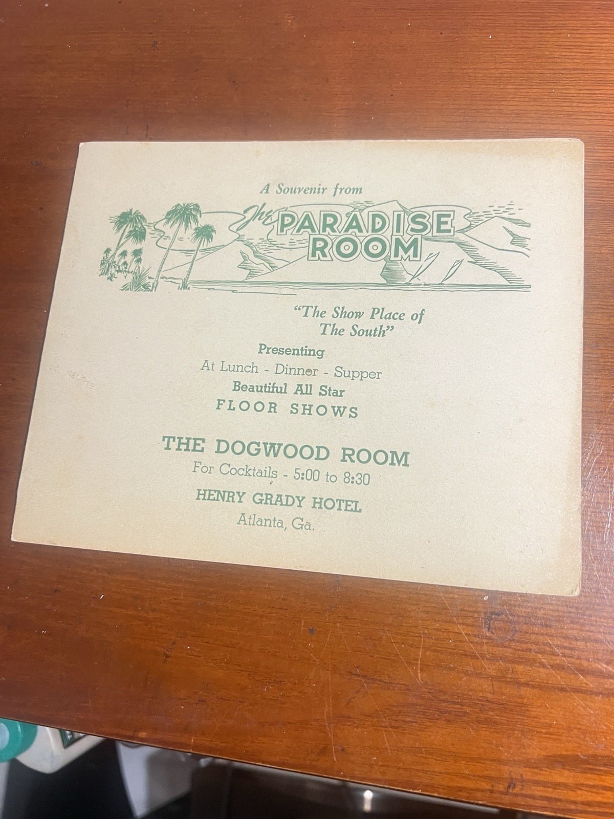 1950s Henry Grady Hotel Atlanta Paradise & Dogwood Room /Supper Souvenir Folder