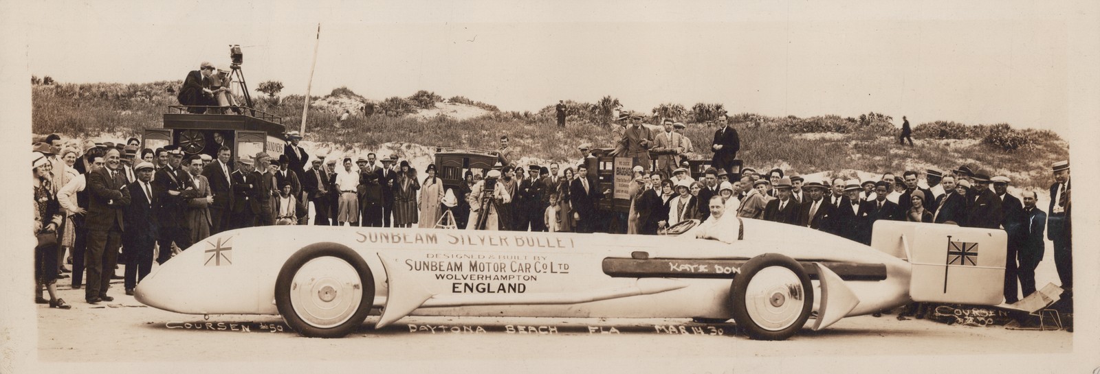 Sunbeam Silver Bullet RPPC Daytona Beach FL 1930 Kaye Don Land Speed Record