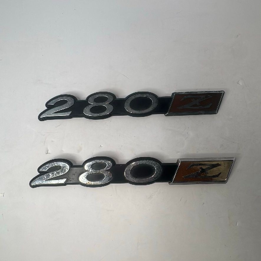 Datsun 280Z Fender Emblems Badges Set of 2 Chrome Black - Used Good
