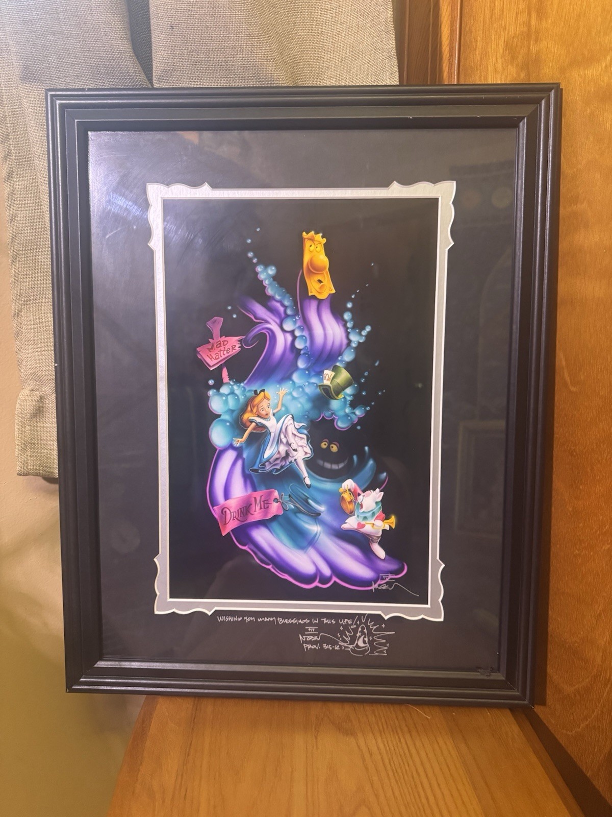 Disney Artist NOAH ELIAS FINE ART Alice In Wonderland  LITHO SIGNED TWICE Framed