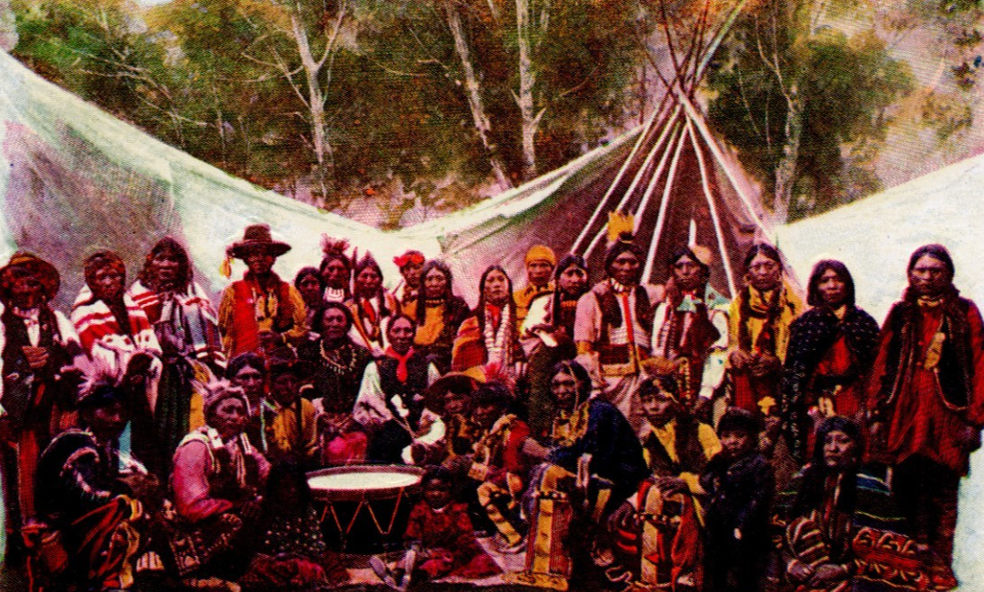 1903 H H Tammen Native American group photo tipi embossed undivided Postcard