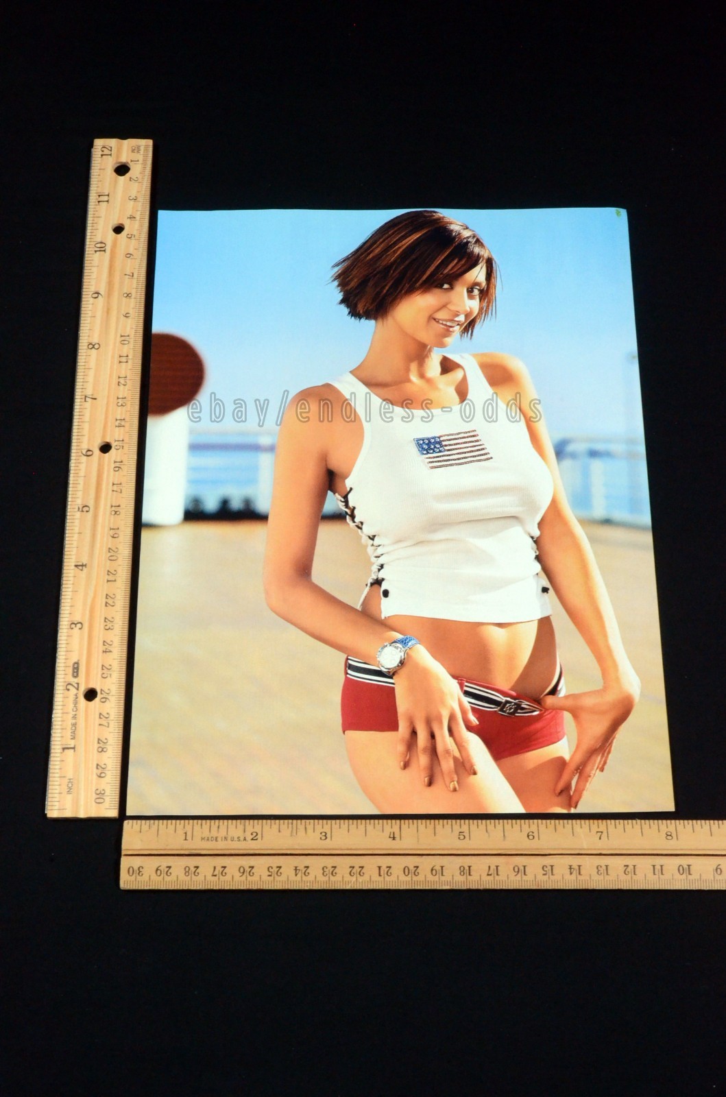 2002 Catherine Bell JAG American Flag Navy Pinup Magazine Page Print Ad Poster
