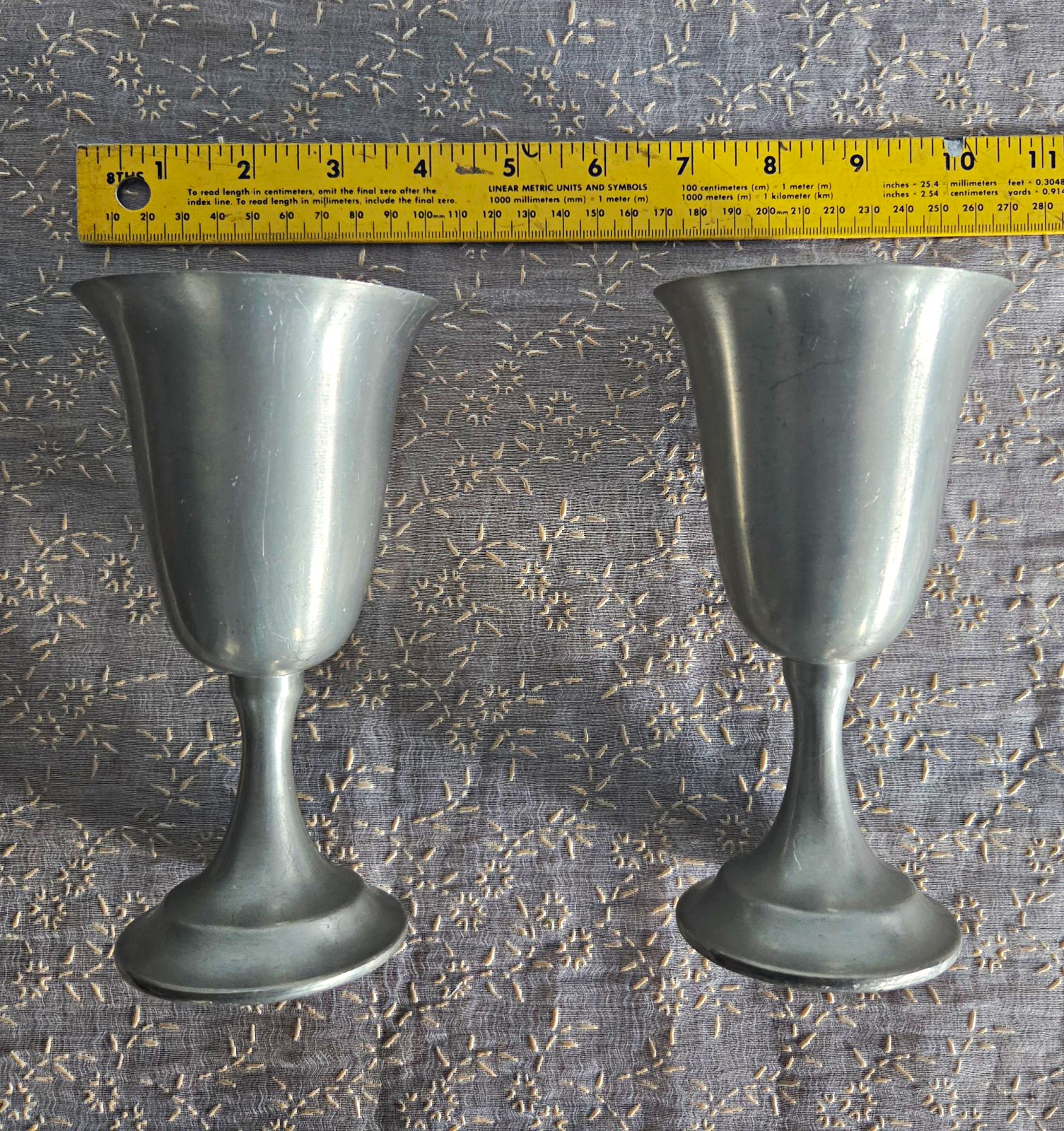 Leonard Genuine Pewter Goblets Cups, Set of 2, Made in Bolivia, Pewter