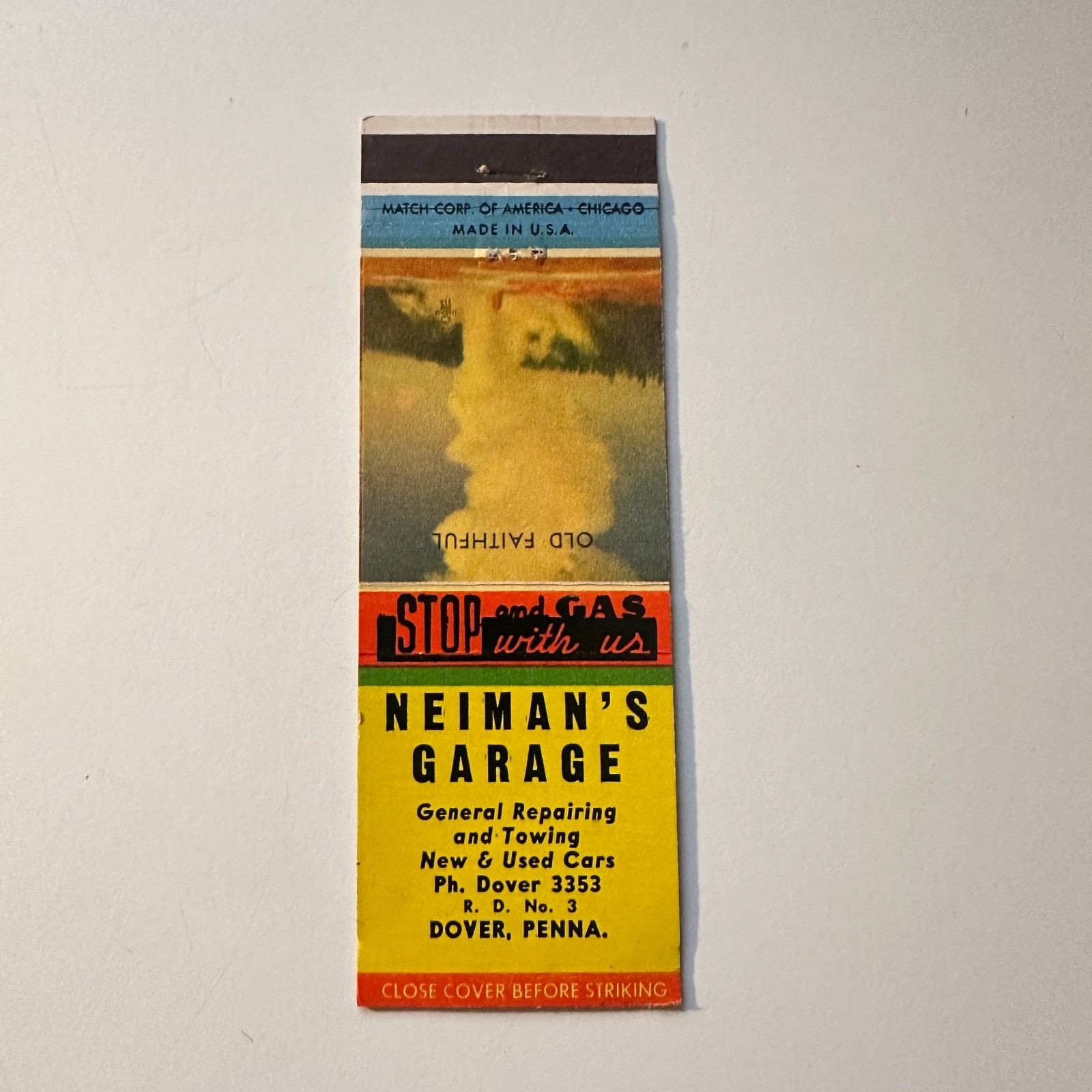 Neiman\'s Garage Gen Repairing Dover Penna Vintage Matchbook Cover 5MB126-3-1