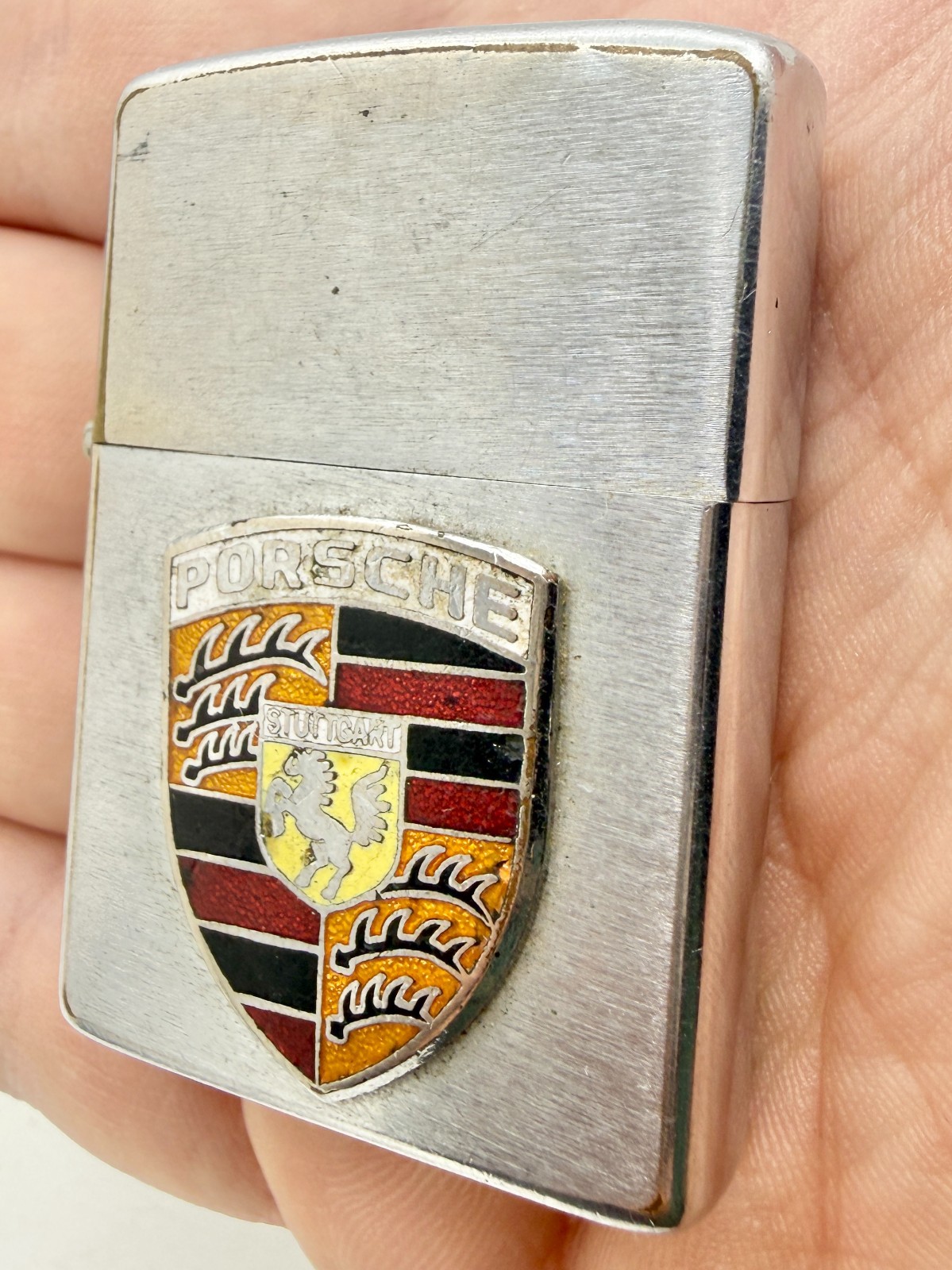Scarce Vintage 1973 Porsche Advertising Zippo Lighter RARE WORKING