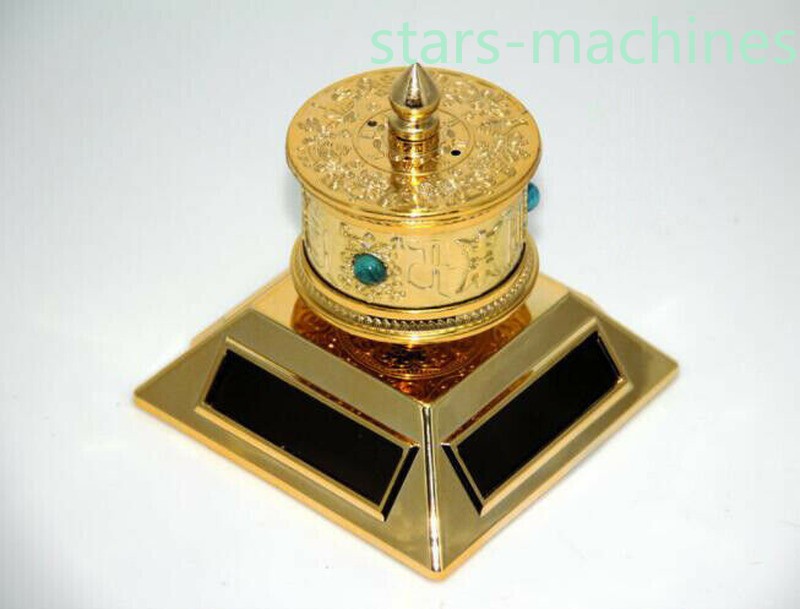 Solar or Battery Buddhist Mantra Scriptures Prayer Wheel Car Desk or Window