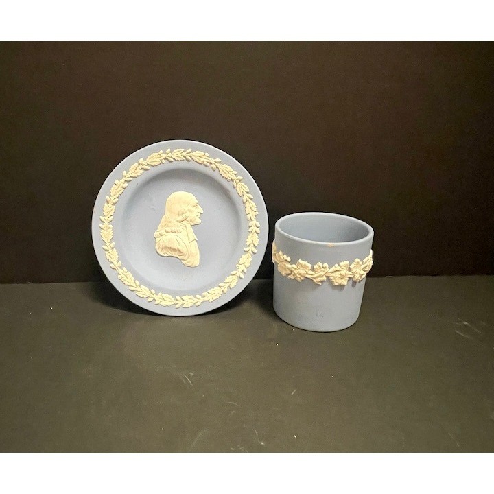 Wedgwood Light Blue Jasperware Cup and Saucer Set Made in England Vintage