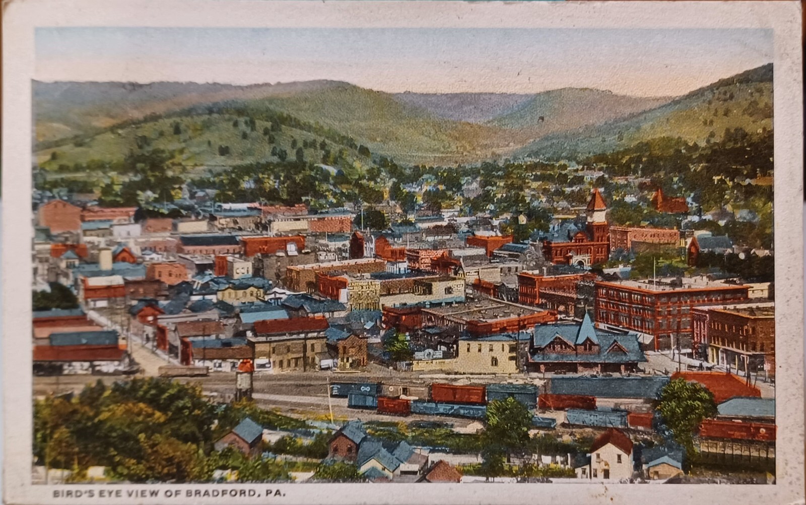Postcard bradford pennsylvania bird's eye view of bradford 1916