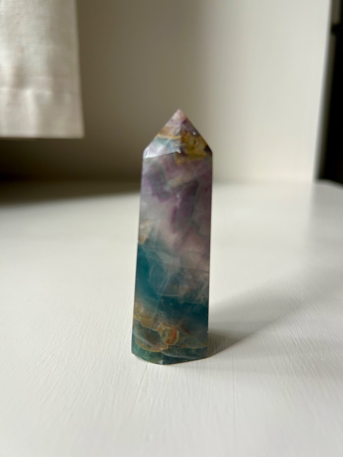 Vibrant Purple and Green Fluorite Crystal Tower 80g 3 Inches