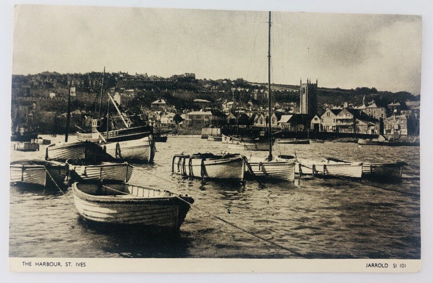 Vintage St. Ives England The Harbour Postcard Boats 