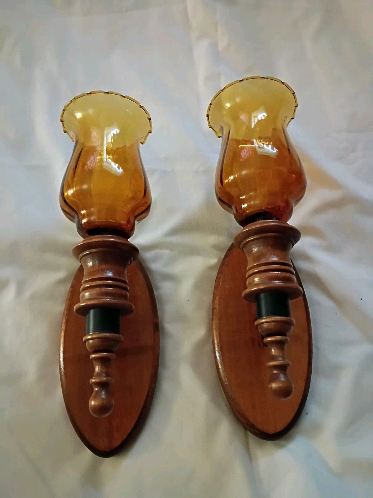 Vintage Amber Glass Votives Wall Sconces Pair Homeco Home Interior
