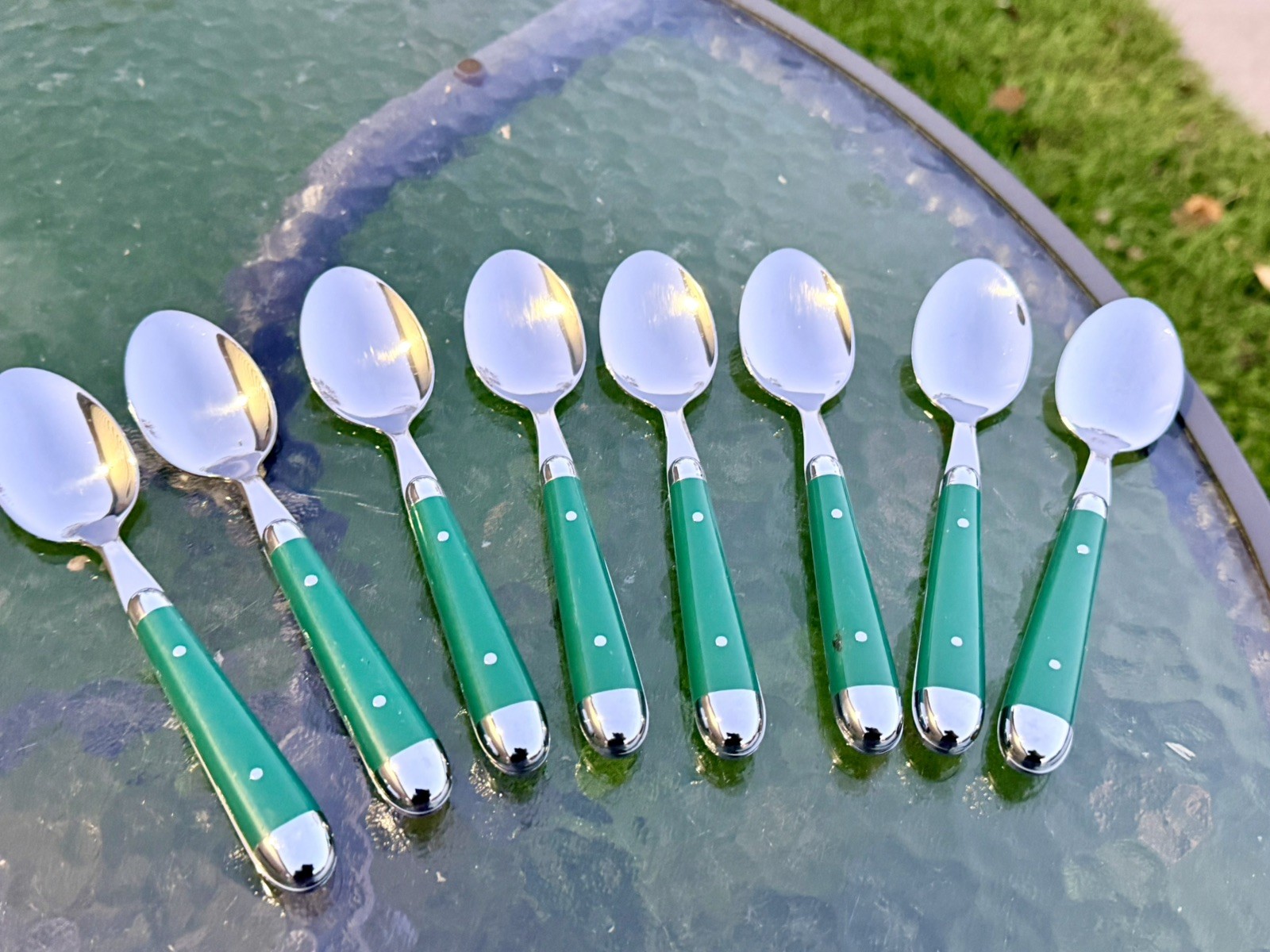 Oneida Palette-Hunter Green (Stainless) Flatware lot of 8 Teaspoons Oneida Palette-Hunter Green (Stainless) Flatware lot of 8 Teaspoons