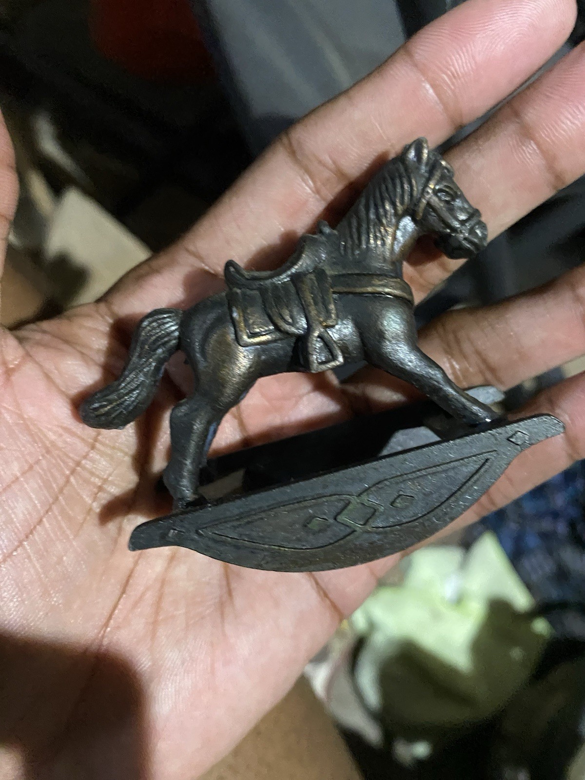 Lot of 2 brass & Vintage 1976 Durham Industries Diecast  Miniature RockingHorse
