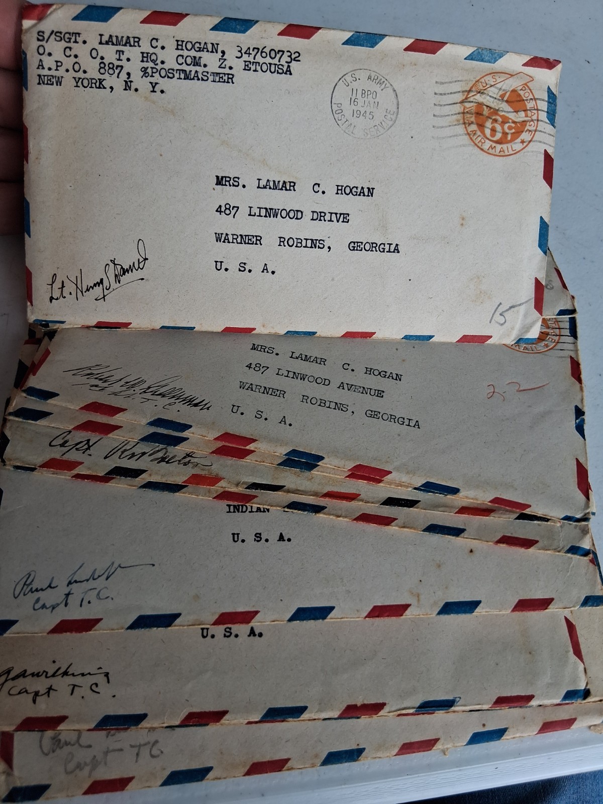 vintage WW2 Paris France Love Letters Sgt Hogan To His Wife In Ga 1944-1945 