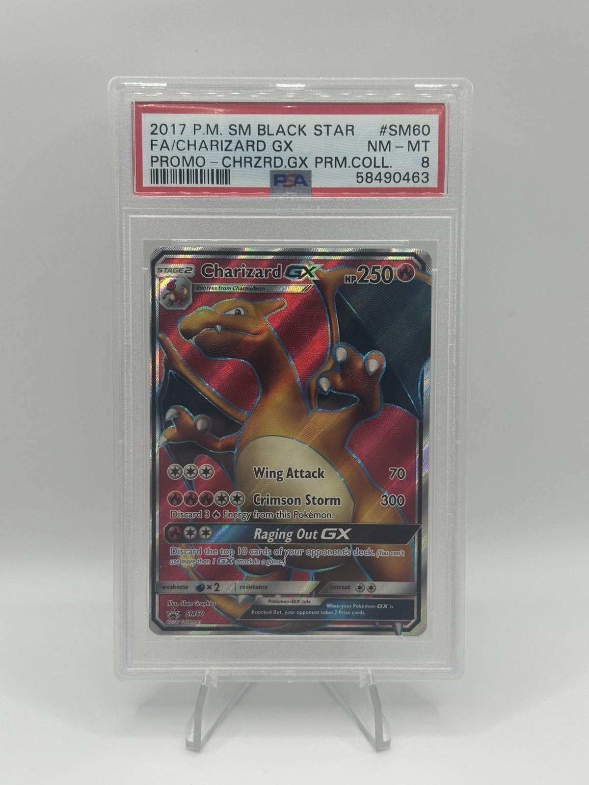 2017 Pokemon Charizard GX SM60 Black Star Promo PSA 8 NM-MT Full Art
