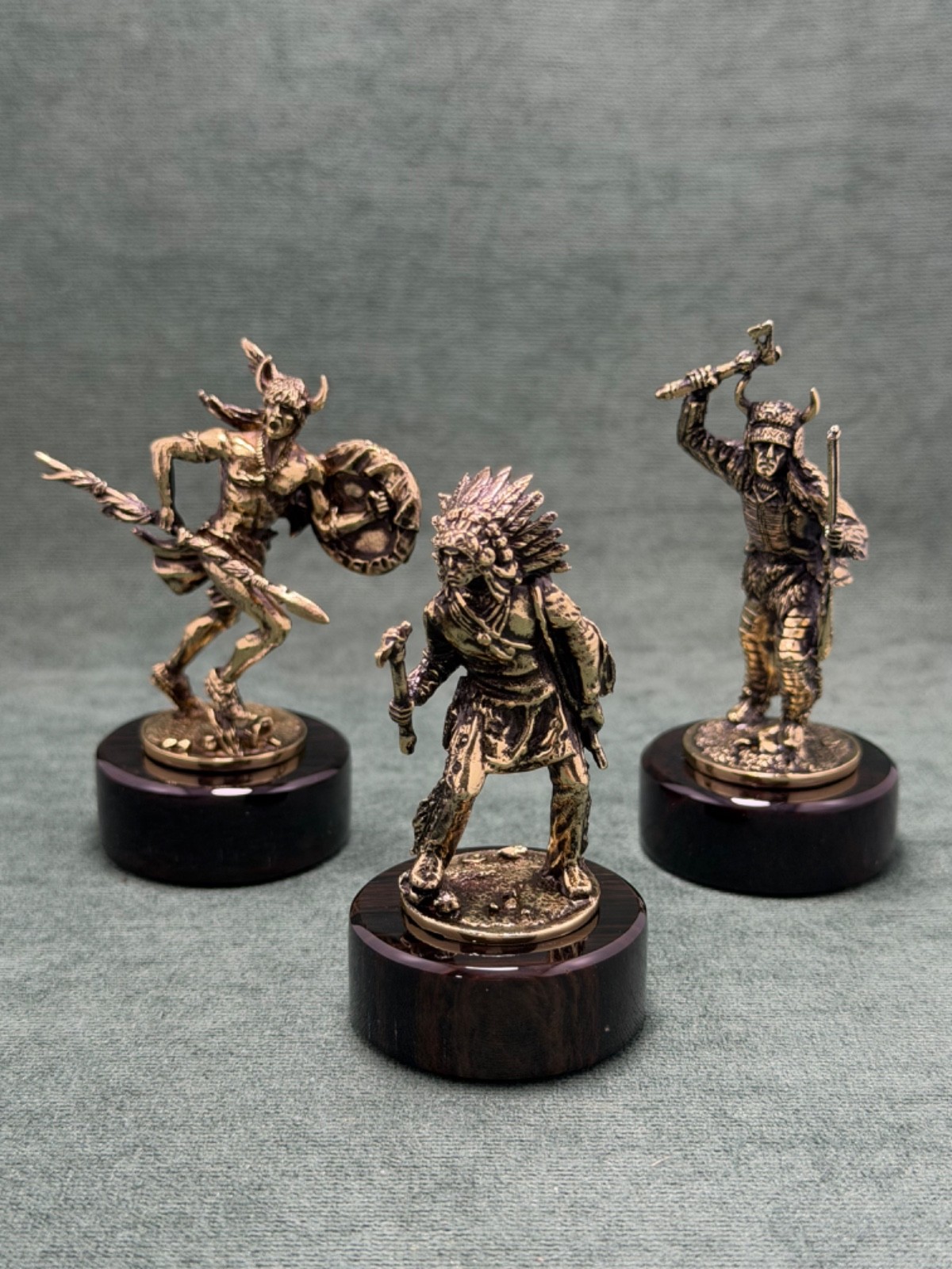 Art Deco Bronze statuettes set Indian Chief and Soldiers