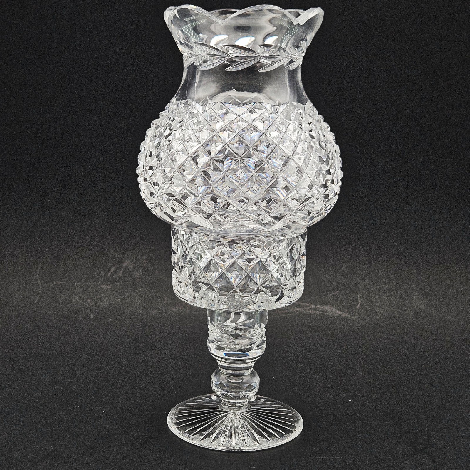 VTG Heritage Irish Crystal Hurricane Fairy Lamp Footed Candle Waterford Ireland