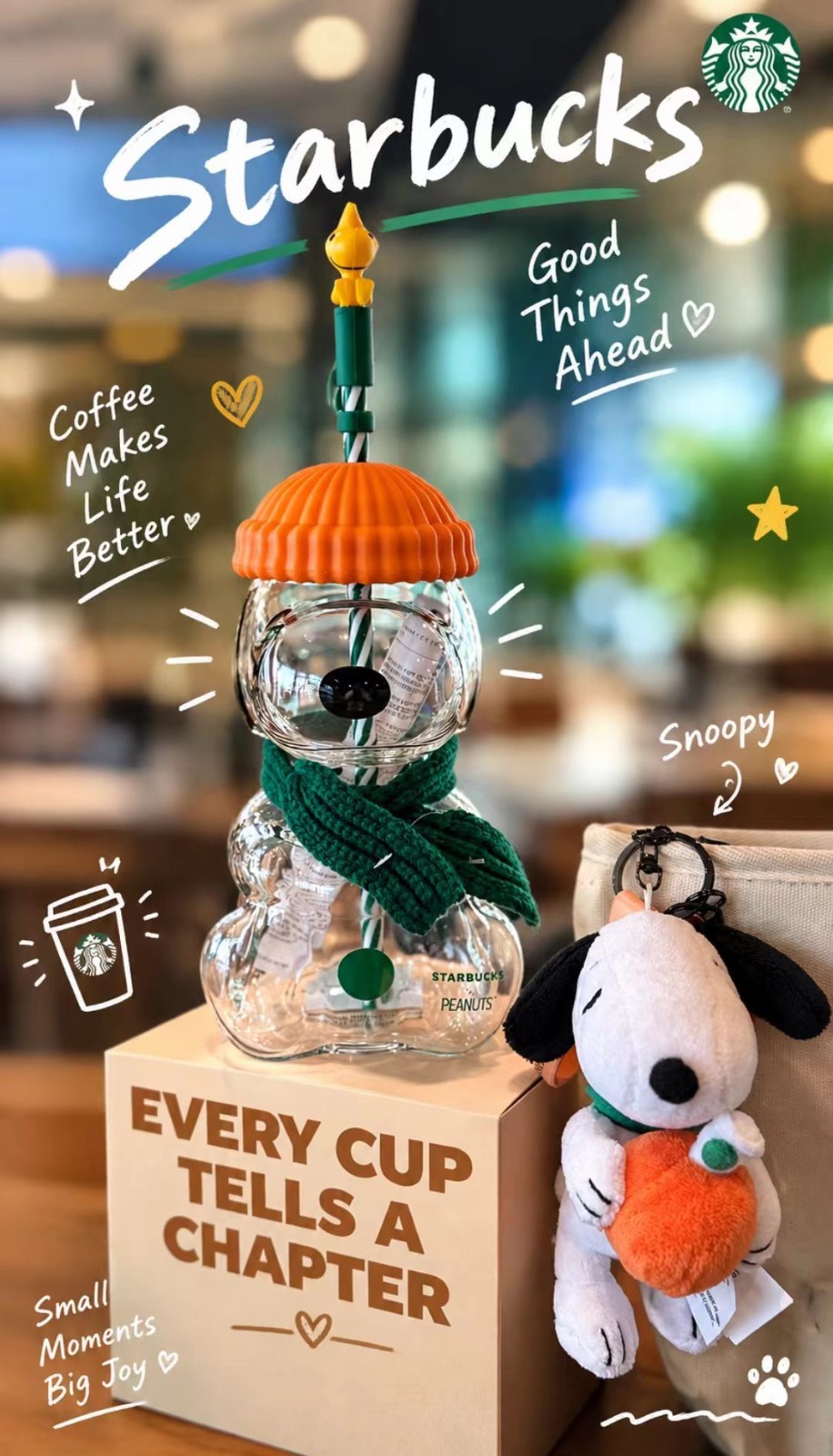 NEW 2026 Starbucks x Peanuts Snoopy Glass Cup Brand New 100% Authentic