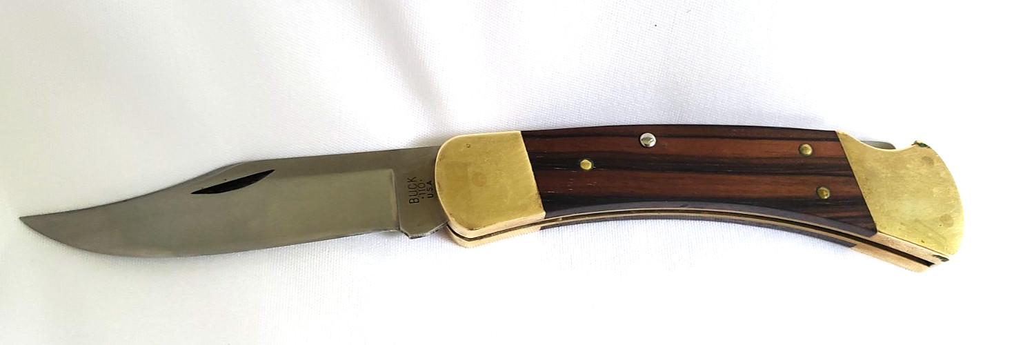 Vtg 1970s Two Dot Buck 110 Fixed Blade Knife Excellent Condition Beautiful Wood Vtg 1970s Two Dot Buck 110 Fixed Blade Knife Excellent Condition Beautiful Wood