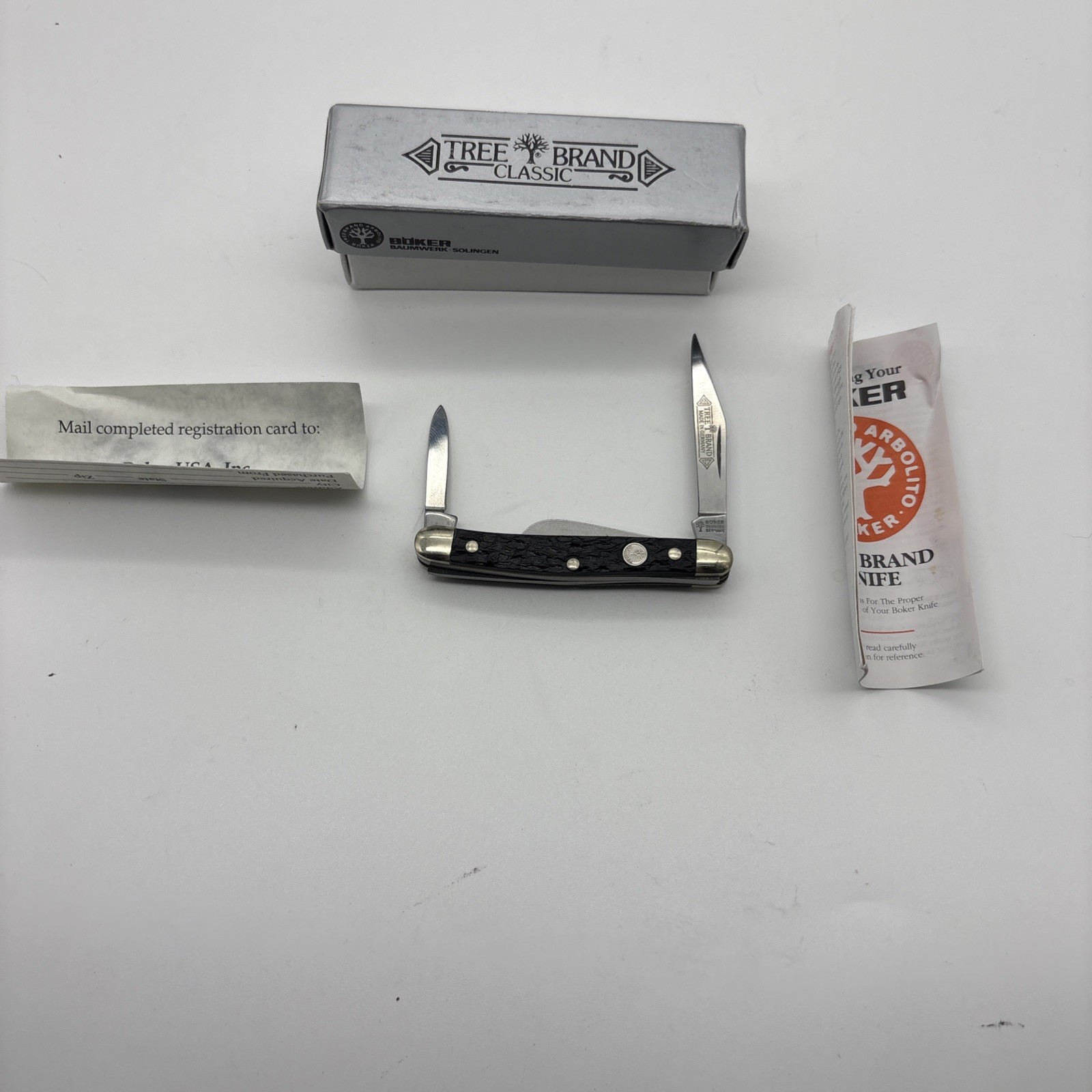 Vintage German Boker Tree Brand 118388-I Small 3 Blade Pocket Knife, Delrin