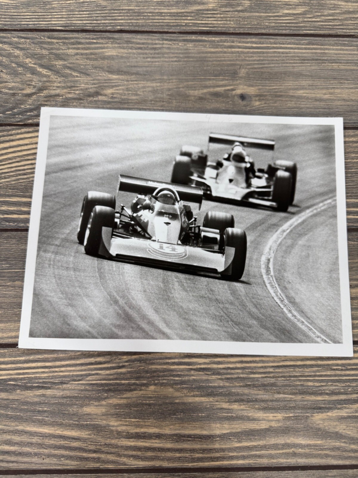 Vintage Black & White Formula 1 Race Car Photograph