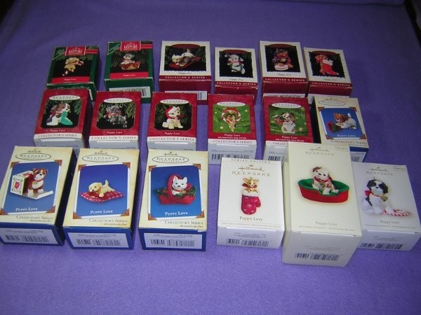 Lot of 18 Hallmark Puppy Love Keepsake Ornaments 1-18 In Boxes