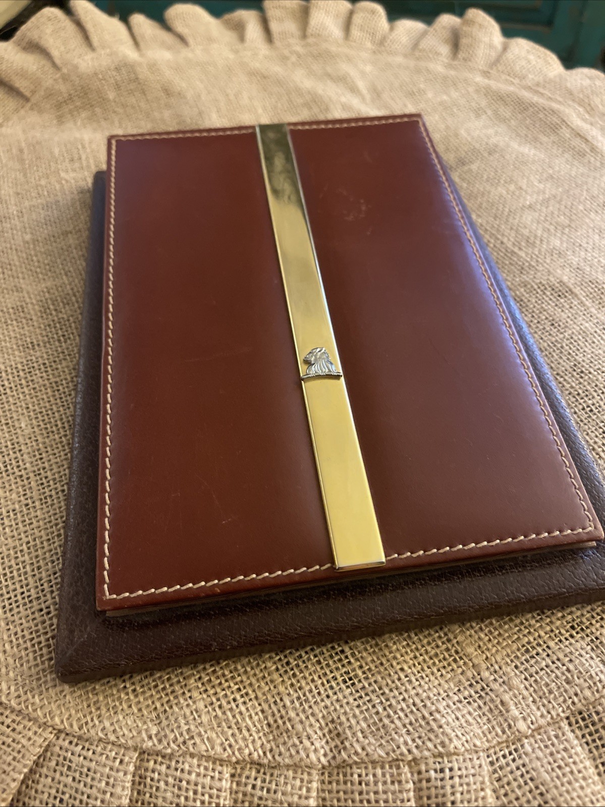 Vintage CROSS Desk Notebook Holder Brown Leather Italy Vintage CROSS Desk Notebook Holder Brown Leather Italy