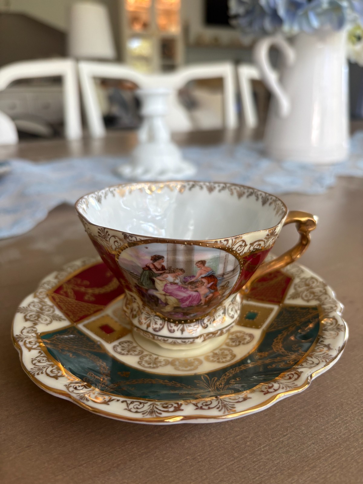 Antique Prov Saxe Erdmann Schlegelmilch Teacup and Saucer