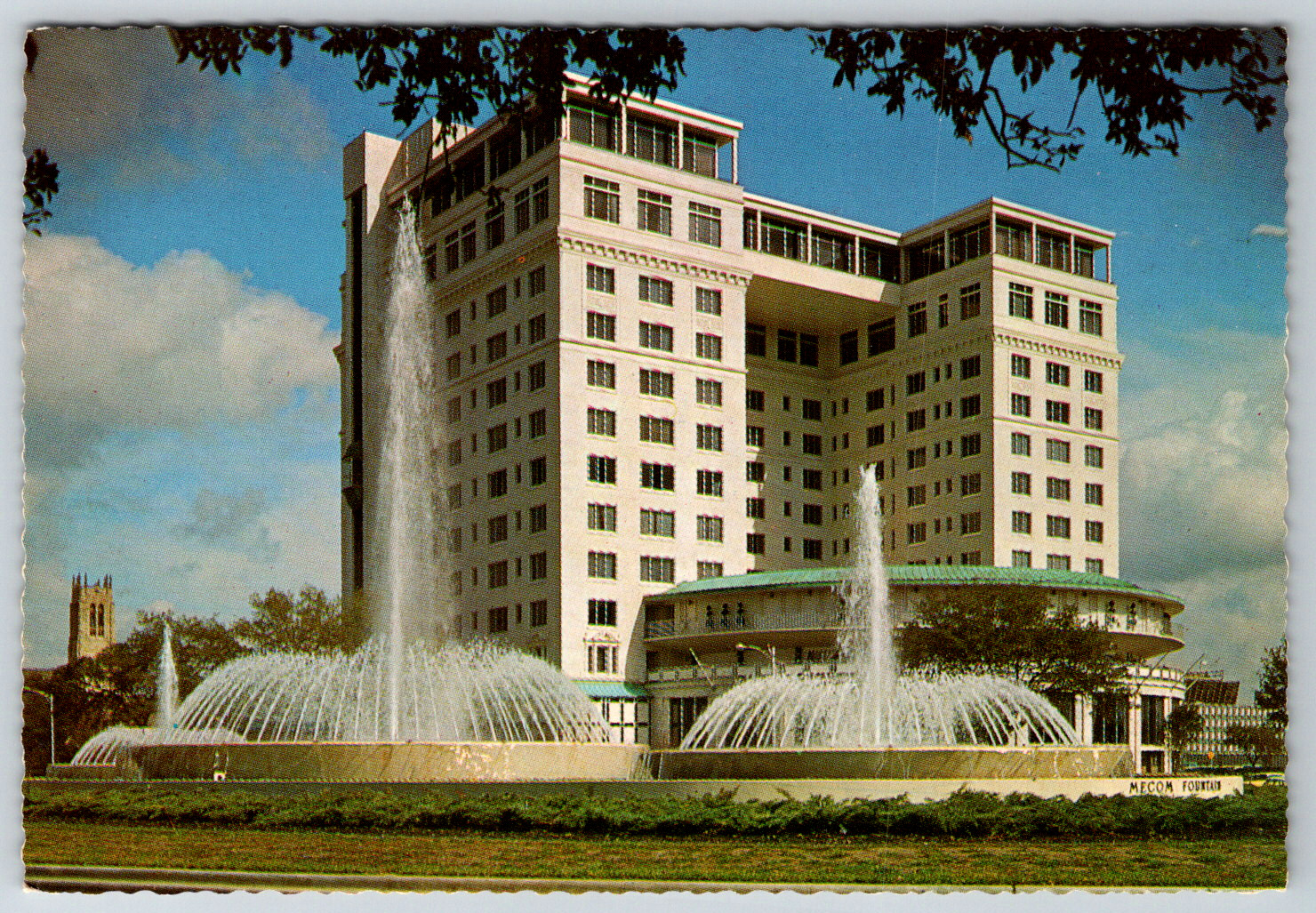 c1960s Mecom Fountain Warwick Hotel Vintage Postcard Continental