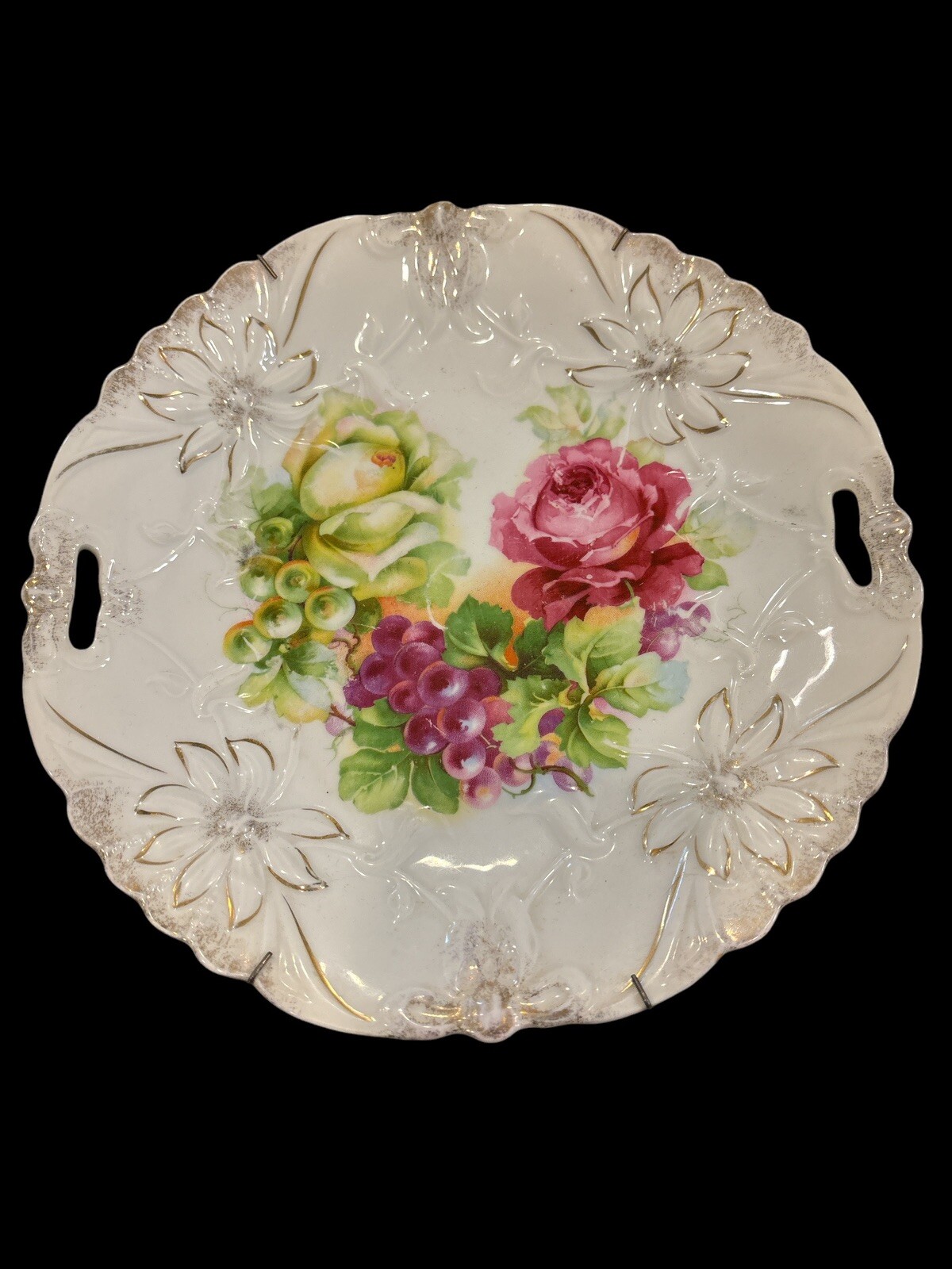 Antique P/S Germany Double Handled Porcelain Plate 10”