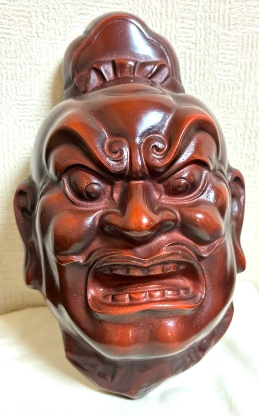 Vintage Japanese NIOH Mask Guardian God of Buddhism Wall-Mounted Decor 26×15.5cm