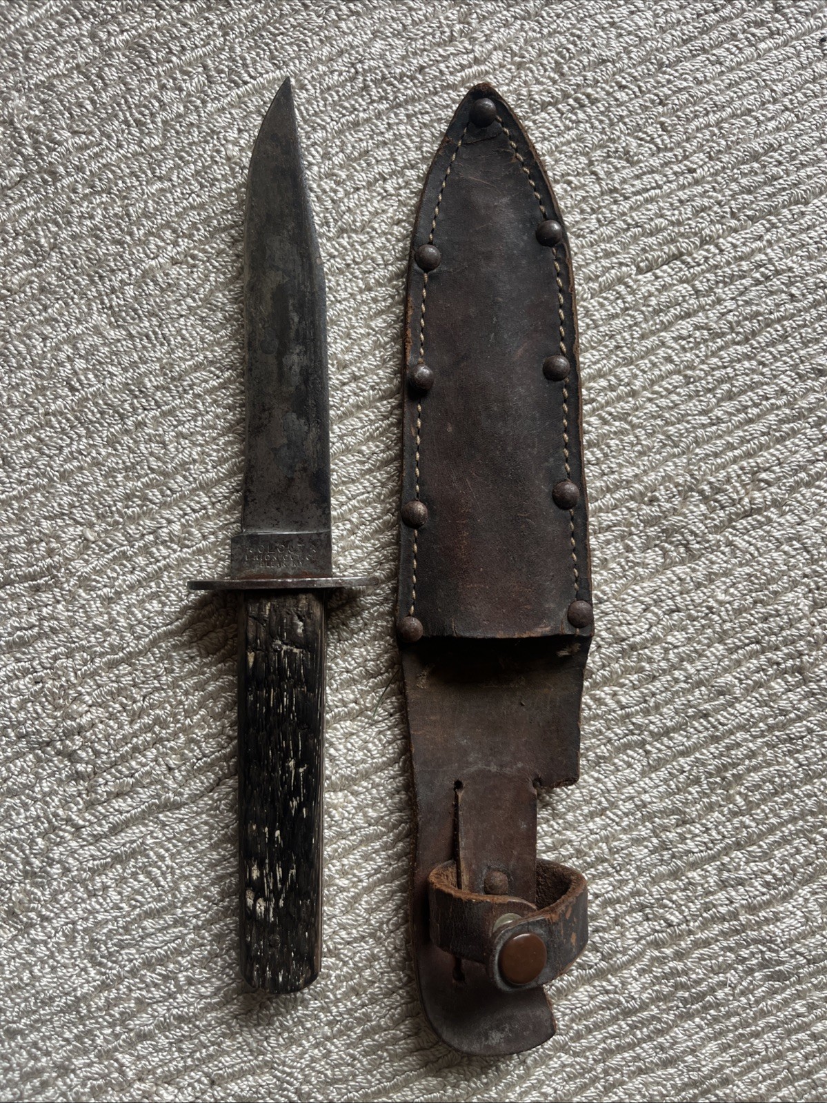 KA-Bar OLCUT Union Knife Hunting Fix Blade Bone RARE 1920-1940 KA-Bar OLCUT Union Knife Hunting Fix Blade Bone RARE 1920-1940