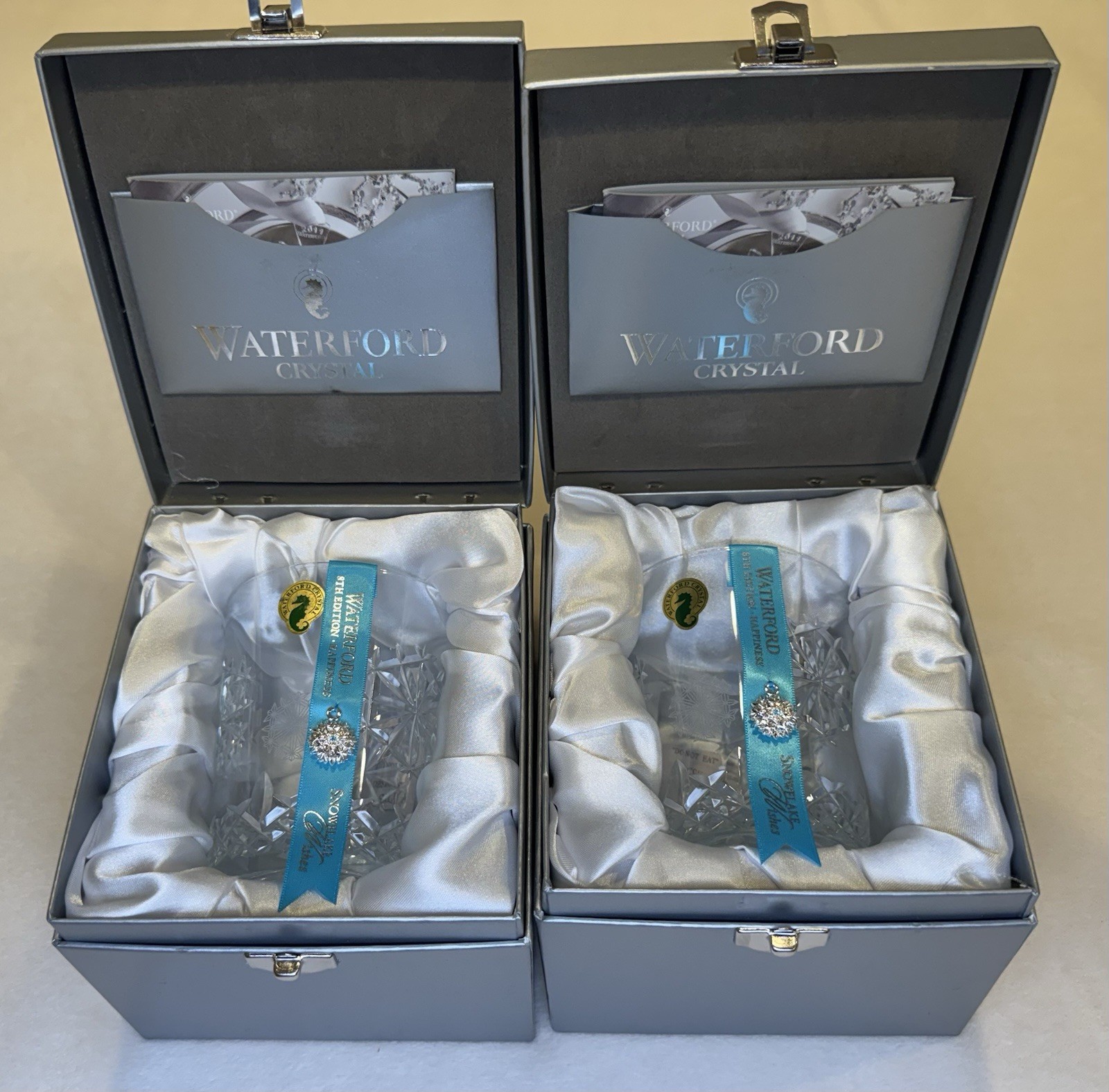 Waterford Crystal Snowflake Wishes Happiness DOF Whiskey Glass NIB Box 8th Ed.
