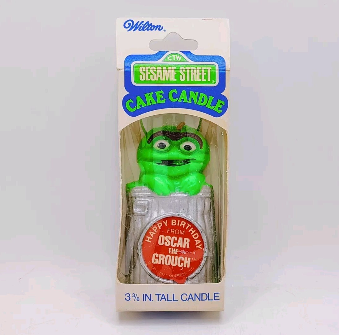 Vtg Sesame Street 1977 Oscar The Grouch Birthday Candle By Wilton RARE