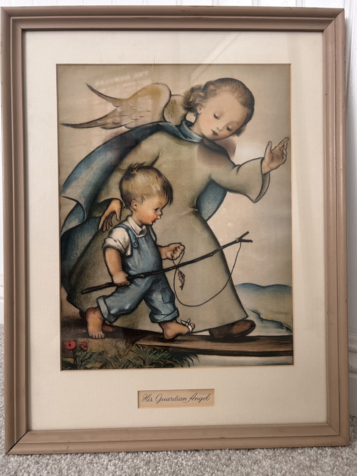 Vintage M. I. Hummel Her and His Guardian Angel 1940’s Picture/Prints