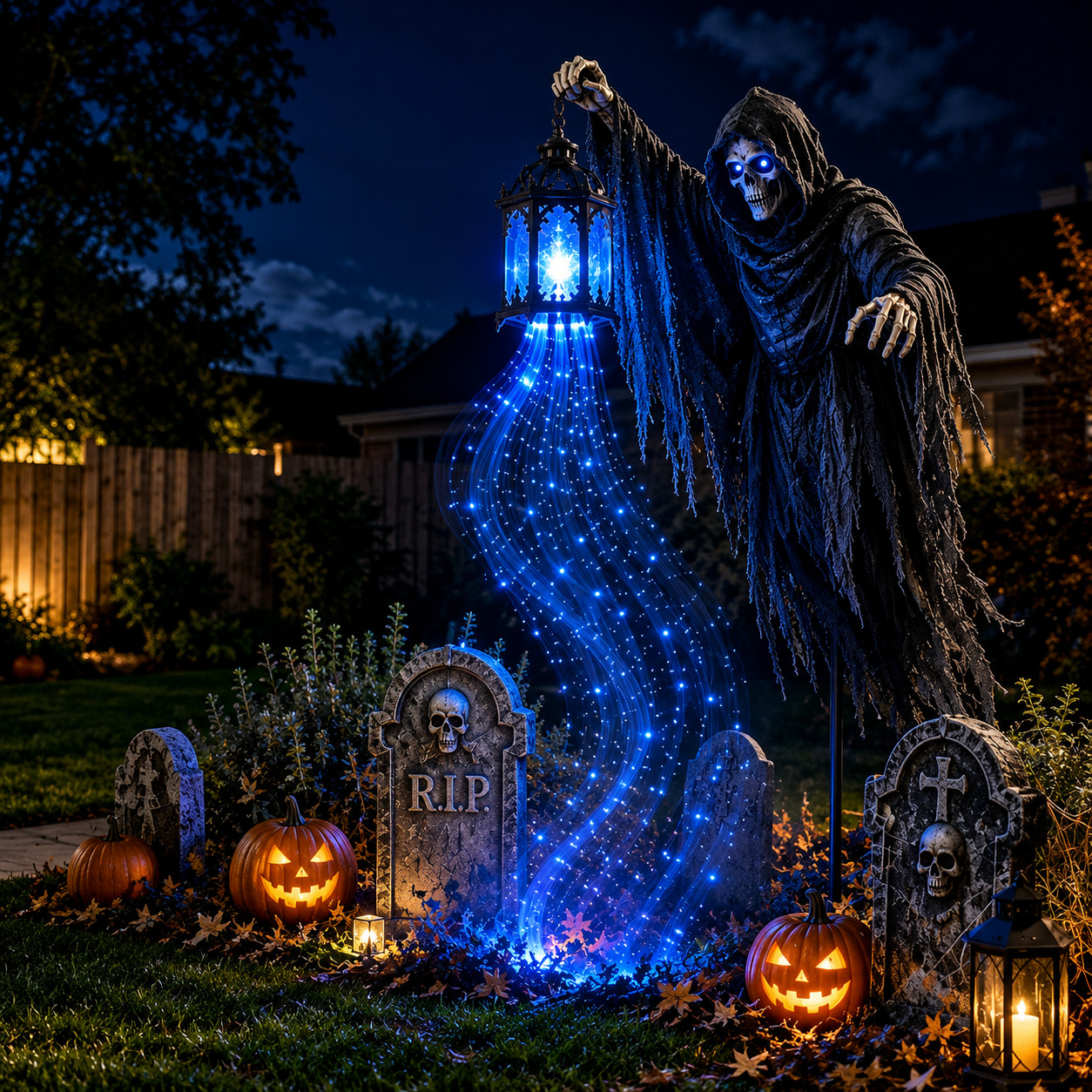Halloween Soul Harvester Animated Garden Light, Solar Powered Flowing Ghost Ligh