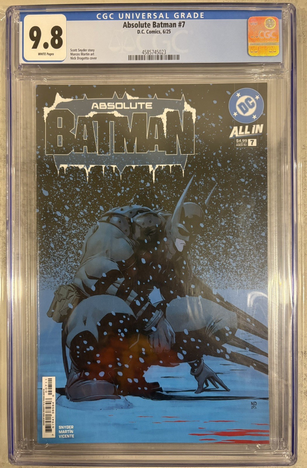 DC Comics Absolute Batman #7 CGC 9.8 Nick Dragotta 1st Print Key Issue NM/Mint