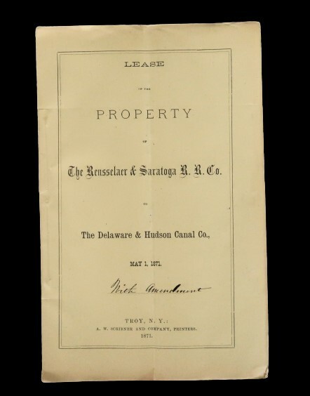 Antique Lease Rensselaer Saratoga R.R Delaware Hudson Canal 1871 Rare NY History