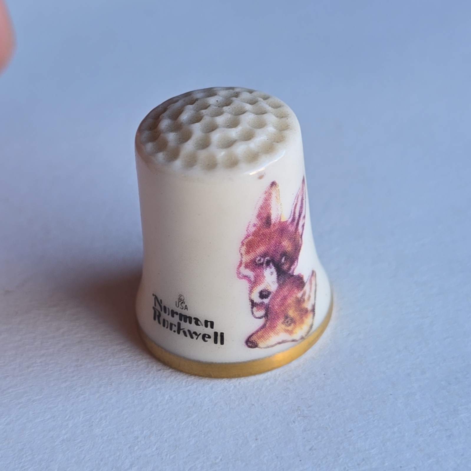 Vintage Gorham Norman Rockwell Nature Friends Deers Fine China Thimble Vintage Gorham Norman Rockwell Nature Friends Deers Fine China Thimble