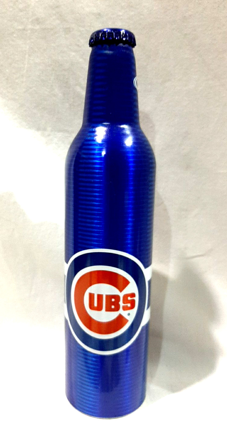 BUDWEISER CHICAGO CUBS ALUMINUM BEER BOTTLE WITH CAP - NEW - EMPTY