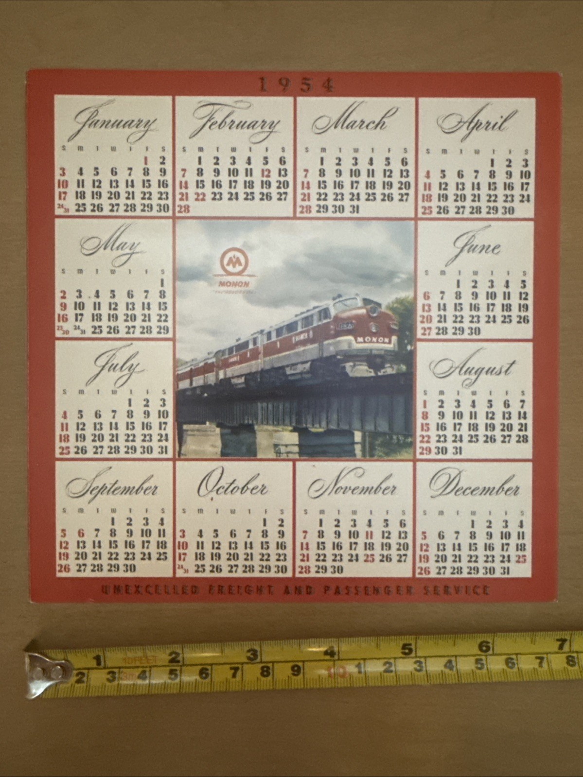 1954 Monon Railroad Vintage Calendar Hoosier Line (Works In 2027) Vintage 7”x7” 1954 Monon Railroad Vintage Calendar Hoosier Line (Works In 2027) Vintage 7”x7”