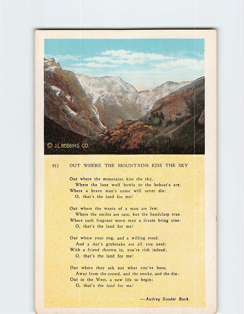 Postcard Out Where the Mountains Kiss the Sky Poem by Audrey Sauder Buck