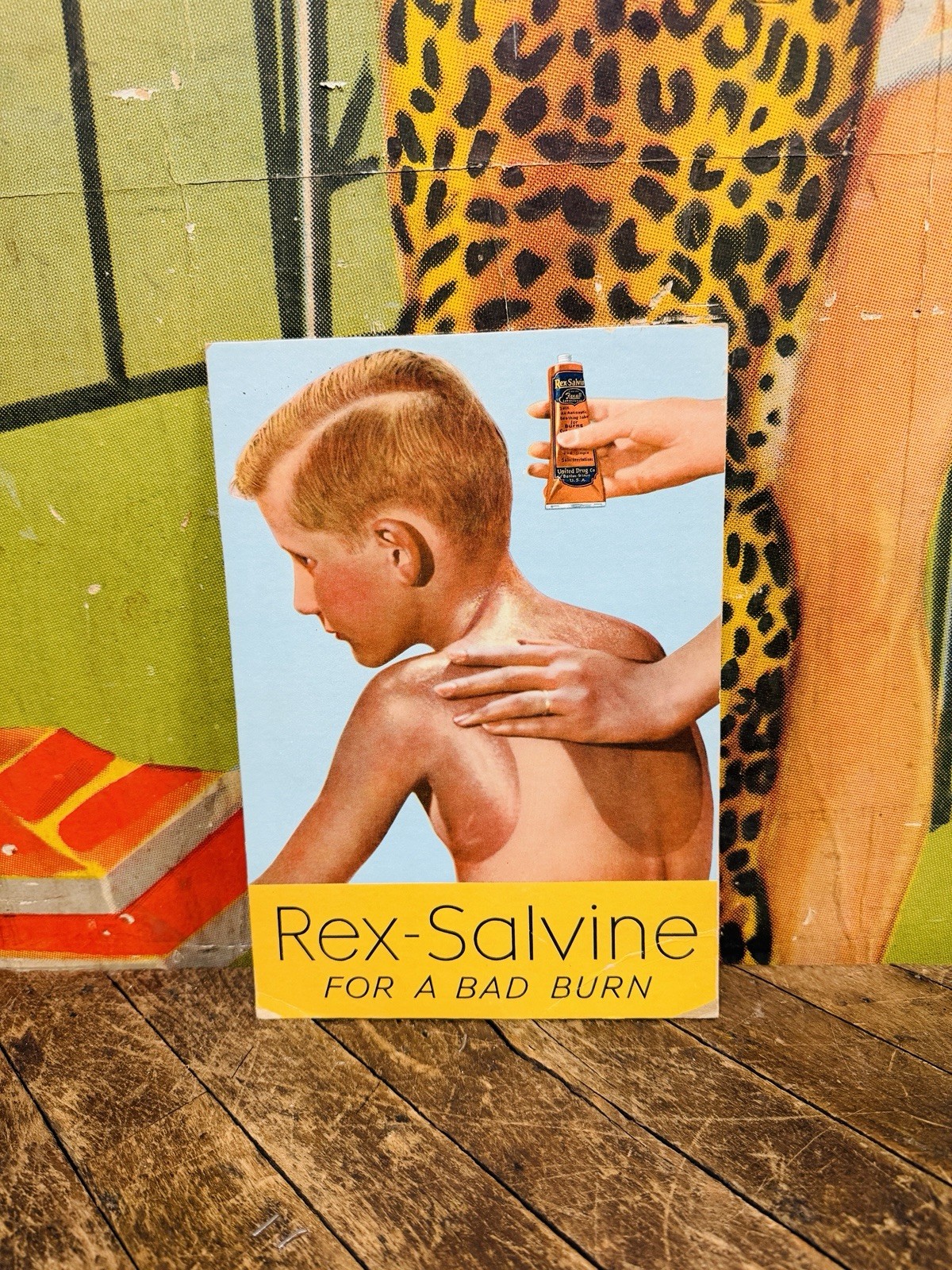 VINTAGE C. 1940 REX SALVINE STORE DISPLAY SIGN BURN CREAM MEDICINE PHARMACY RARE VINTAGE C. 1940 REX SALVINE STORE DISPLAY SIGN BURN CREAM MEDICINE PHARMACY RARE