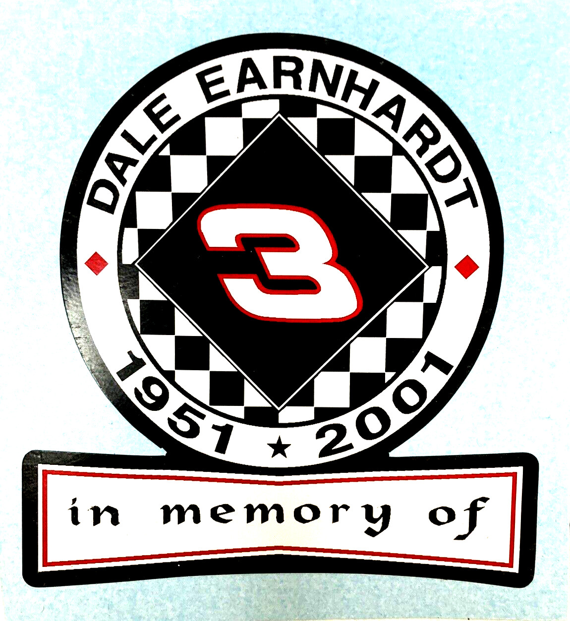 In Memory of Nascar Dale Earnhardt # 3 Decal Sticker Peel & Stick 1951-2001