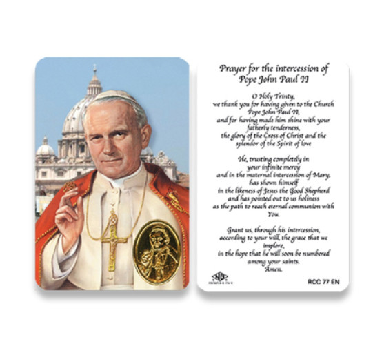 His Holiness Pope John Paul II - Plastic stock Holy Card RCC77E