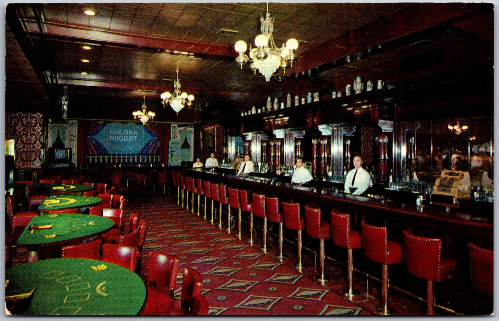 60\'s Million Dollar Golden Nugget Gambling Hall Saloon Las Vegas Postcard I814